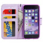 Wholesale iPhone 6 Plus 5.5 Quilted Flip PU Leather Wallet Case with Strap (Purple)